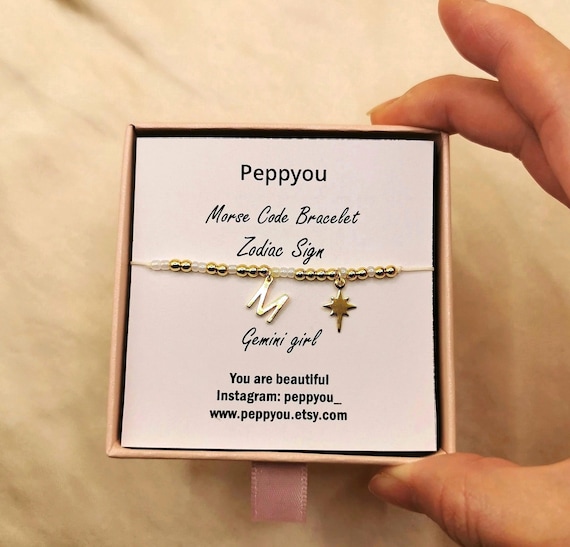 Custom Morse Code Bracelet, Zodiac Morse Code Bracelet, Morse Code Charm Bracelet, 18k Gold Filled Bracelet, Adjustable Cord Bracelet