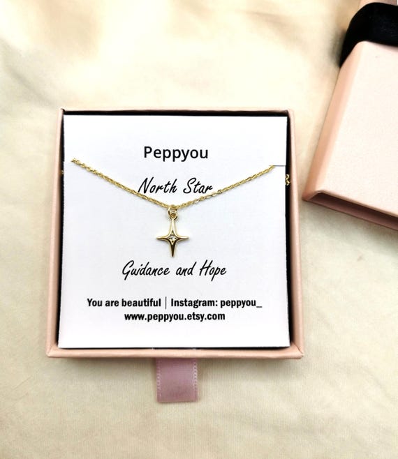 Gold Filled North Star Necklace, Gold Filled Star Charm Necklace, Star Necklace, Cubic Zirconia