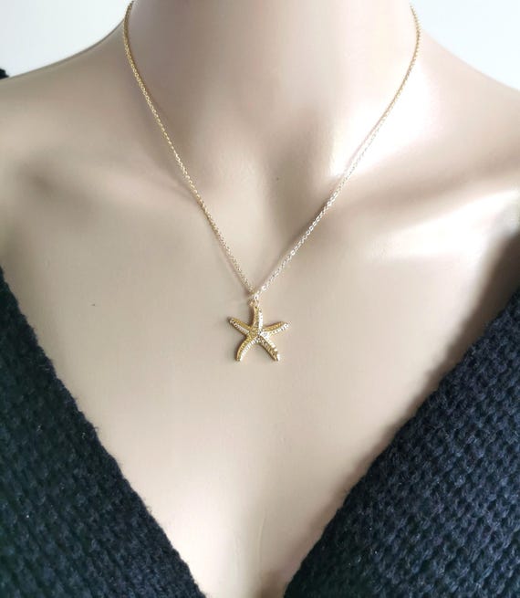 Starfish Necklace, Gold Starfish Necklace, Sea Star Necklace, Protection Necklace, Beach Necklace, Summer Necklace
