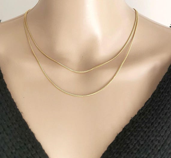 Layered Necklace, Gold Layered Necklace, Layering Necklace, Gold Layering Necklace, Gold Curb Necklace, Necklace Set, Multi Layer Necklace