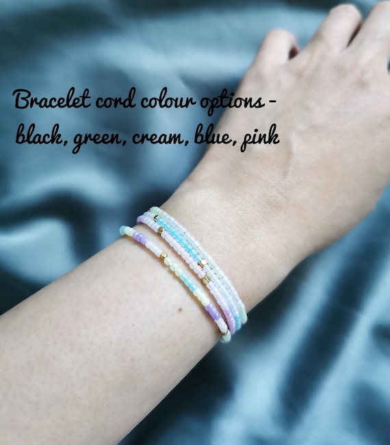 Build your own Beads Bracelet, 18k Gold Filled Seed Bead Bracelet, Custom Color, Adjustable Cord Bracelet, Multi Layer Bracelet