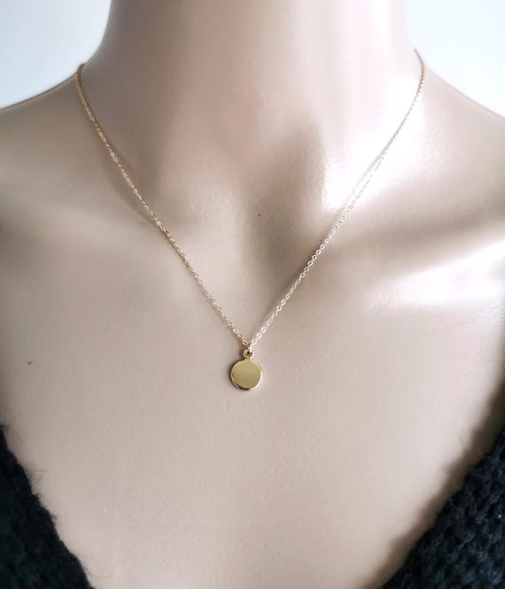 Gold Coin Necklace, Gold Coin Choker, Gold Circle Necklace, Gold Circle Choker, Eternity Necklace, Friendship Necklace, Minimalist Necklace