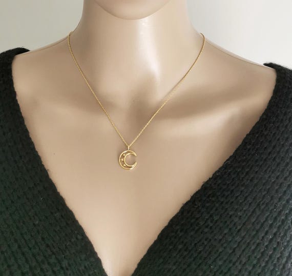 Moon Necklace, Gold Moon Necklace, Crescent Moon Necklace, Star Necklace, Gold Star Necklace, Moon Pendant Necklace, Celestial Necklace
