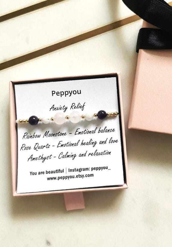 Anxiety Relief Bracelet, Crystal Bracelet, Healing Bracelet, Water Resistant Bracelet, Adjustable Bracelet