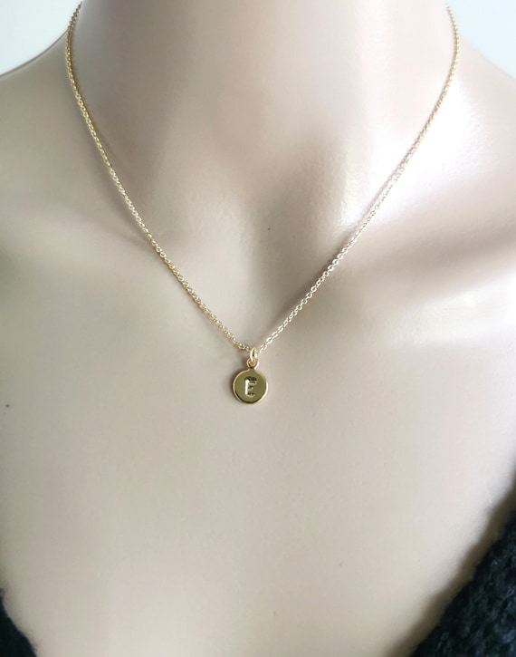 Initial Necklace, Letter Necklace, Coin Necklace, Charm Necklace, Minimalist Necklace, Gold Initial Coin