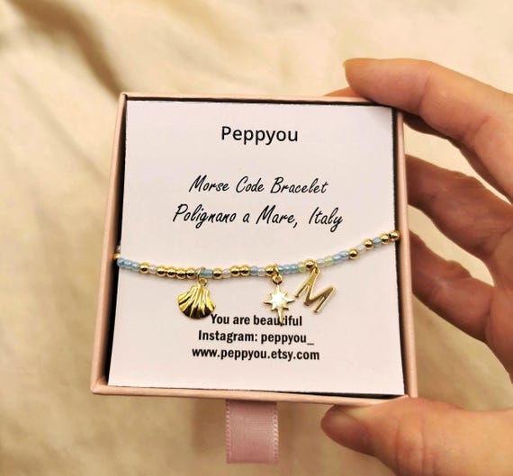 Morse Code Charm Bracelet, Custom Morse Code Bracelet, Holiday Travel Location Bracelet, 18k Gold Filled Bracelet, Adjustable Cord Bracelet