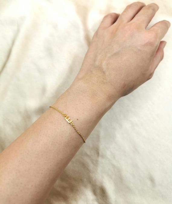 Initial Bracelet, Tiny Gold Initial Bracelet, Letter Bracelet, Dainty Bracelet, Custom Initial Bracelet