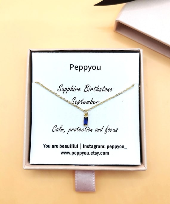 Sapphire Necklace, Birthstone Necklace, September Necklace, Dainty Birthstone Necklace