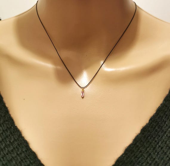 Cord Choker, Birthstone String Choker, Cord Necklace, Birthstone String Necklace, Cord Choker Necklace with Birthstone, Adjustable Necklace