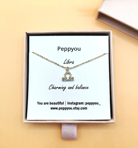 Libra Necklace, Zodiac Necklace, Horoscope Necklace, Astrology Necklace, October Necklace, Cubic Zirconia Necklace