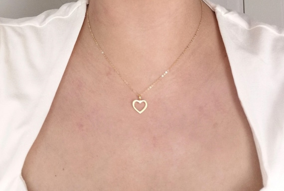 Heart Necklace, Love Necklace, Gold Heart Necklace, Heart Jewelry, Gift for her, Birthday Gift, Friendship Necklace, Gift for Best Friend