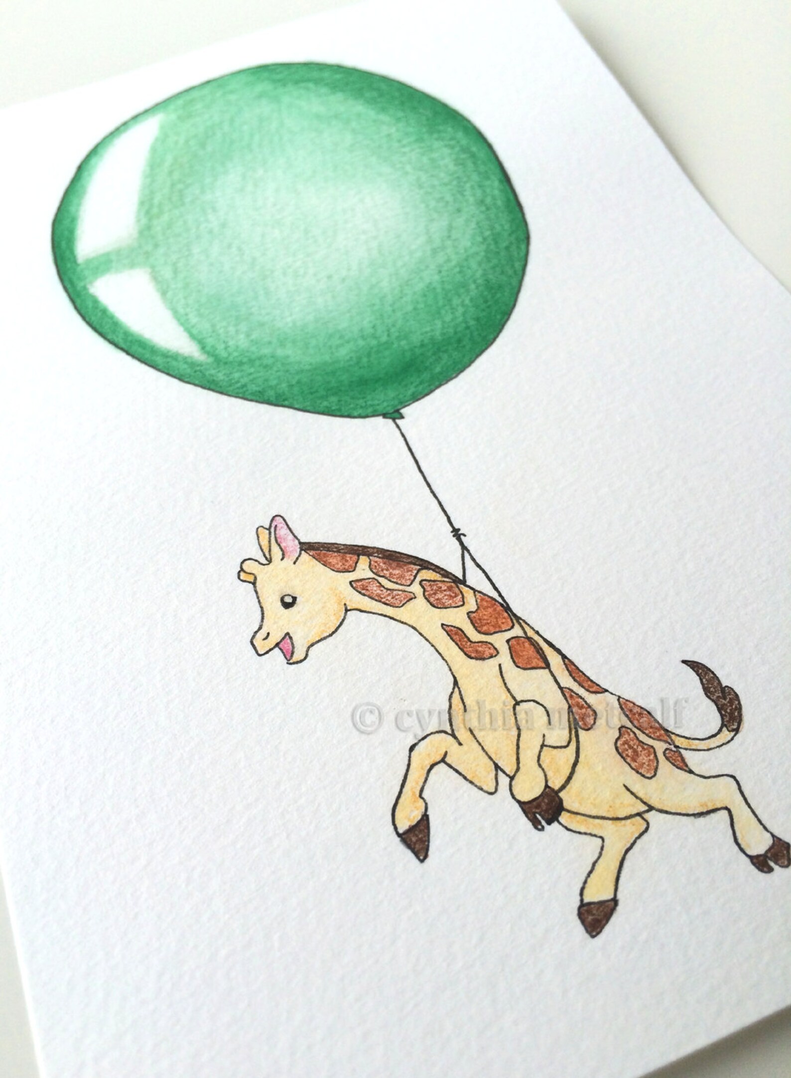 Original Balloon Giraffe Drawing Nursery Giraffe Balloon Etsy