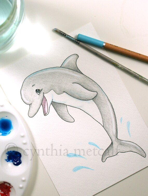 Original Dolphin Nursery Painting Baby Room Dolphin Artwork Neutral Newborn Decor Baby Dolphin Artwork Ocean Theme Nursery Beach Art
