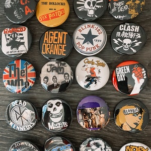 Punk Rock Pinback Buttons, Custom Punk Rock Buttons, 1.5 Inch 