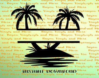 Instant download - Svg file - Png file - Jpeg file - Cut file - Split Palm Tree svg - Silhouette file - Cricut file - Split monogram file