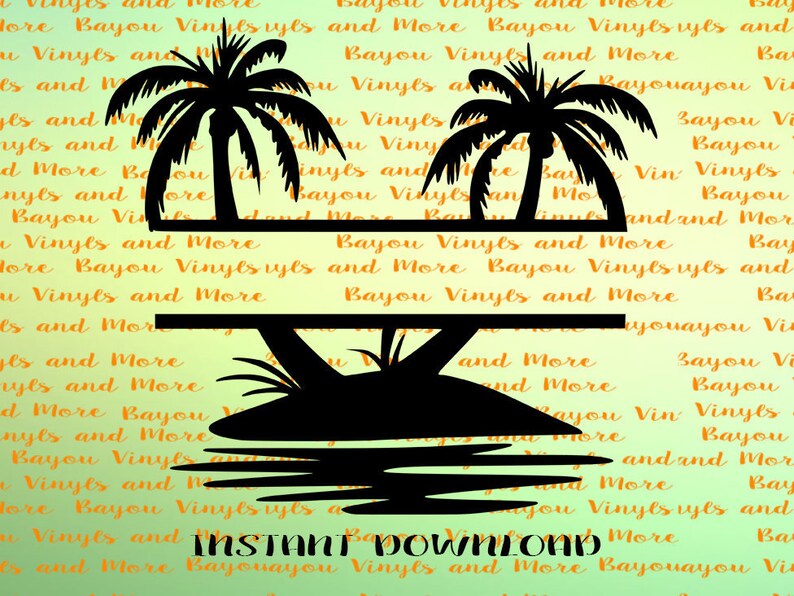 Templates Craft Supplies Tools Png File Cut File Instant Download Svg File Silhouette File Split Monogram File Split Palm Tree Svg Cricut File Jpeg File