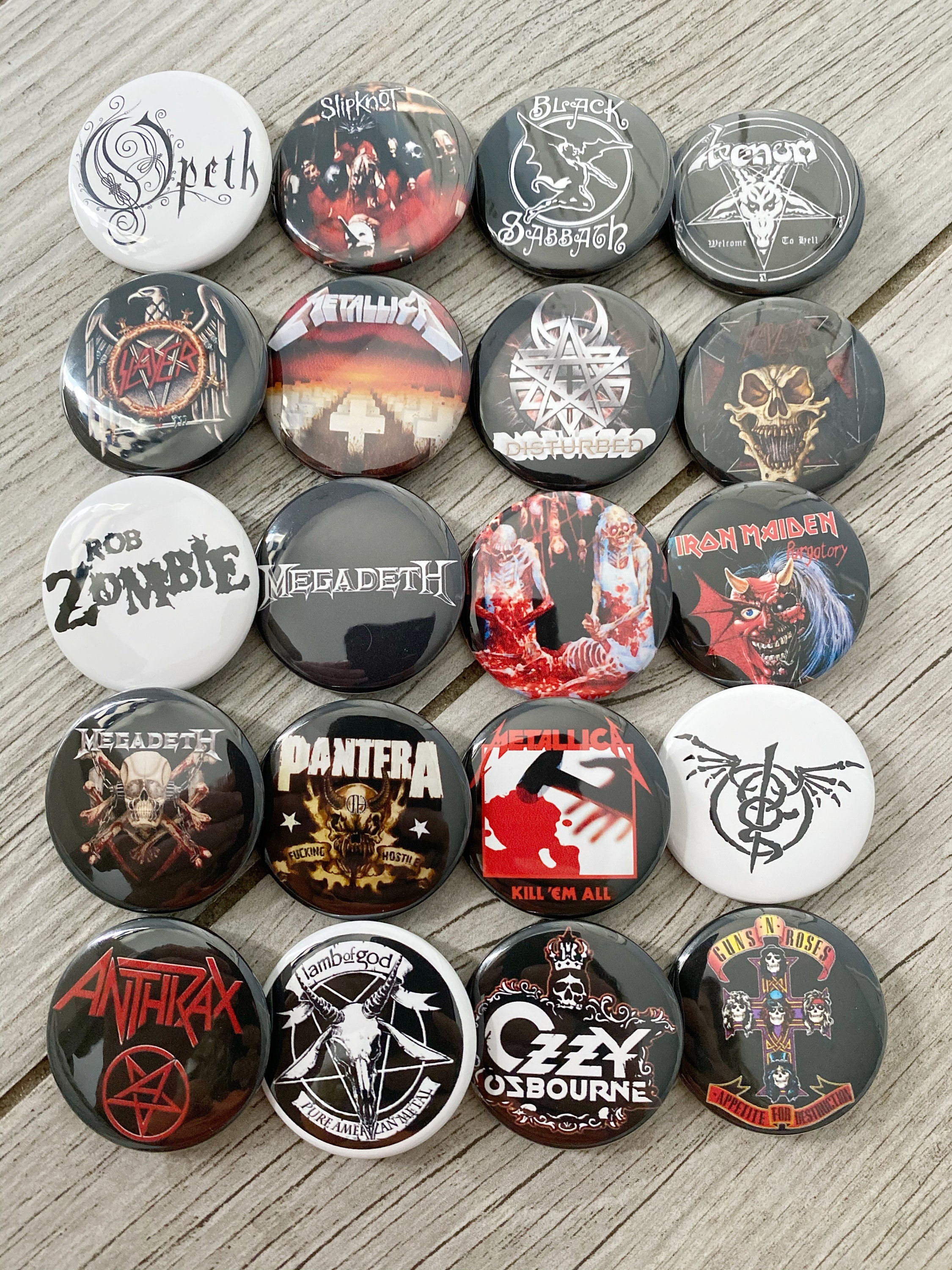 Random Heavy Metal Pins, Hard Rock, Heavy Metal Pins, Metal, Hardcore, 1  inch or 1.5 inch, Please Read Description