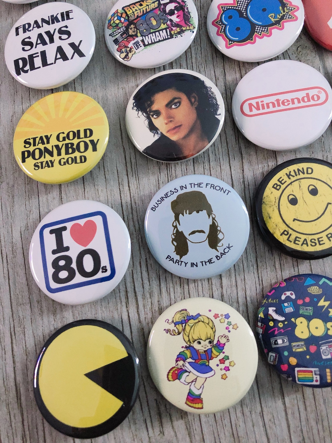 80s Vintage Style Buttons 80s baby Pinback Buttons Set of | Etsy
