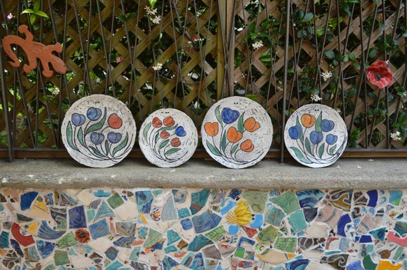 4 Plates Set Christmas Giftoutdoor Wall Artdecorative Etsy