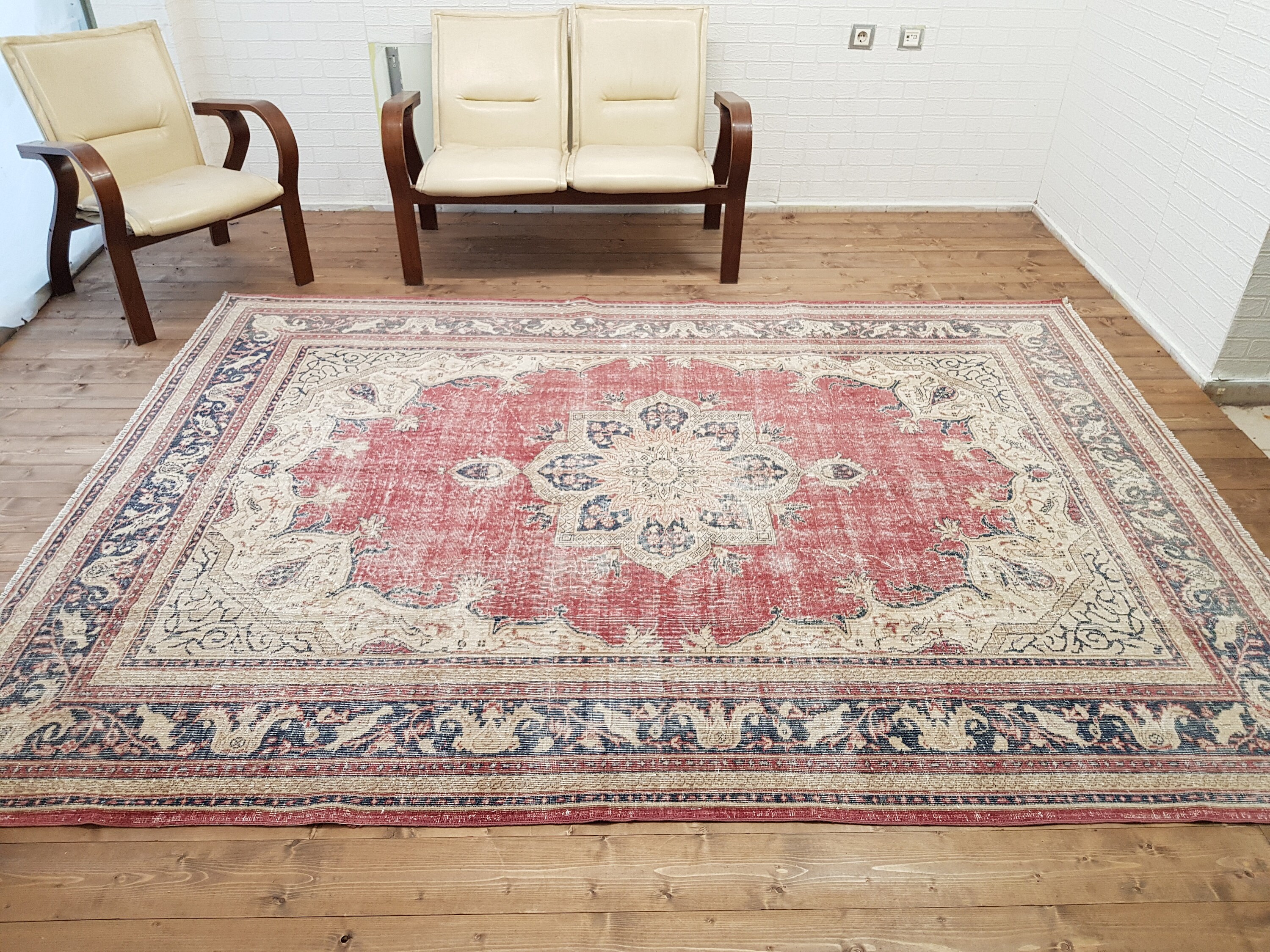 OUSHAK RUG Vintage Turkish Oushak Rug Handmade Anatolian Etsy