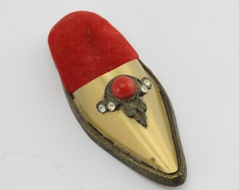 Coussin à épingles en métal pour chaussures chinoises asiatiques vintage Jameco 4,5 pouces