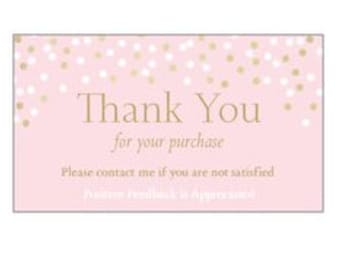 100 Professional Thank You Cards Ebay Poshmark Etsy Seller Feedback Pink Gold Polka Dot