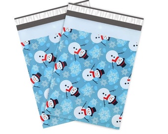 25 10x13 Poly Mailers  Snowman Winter Scene