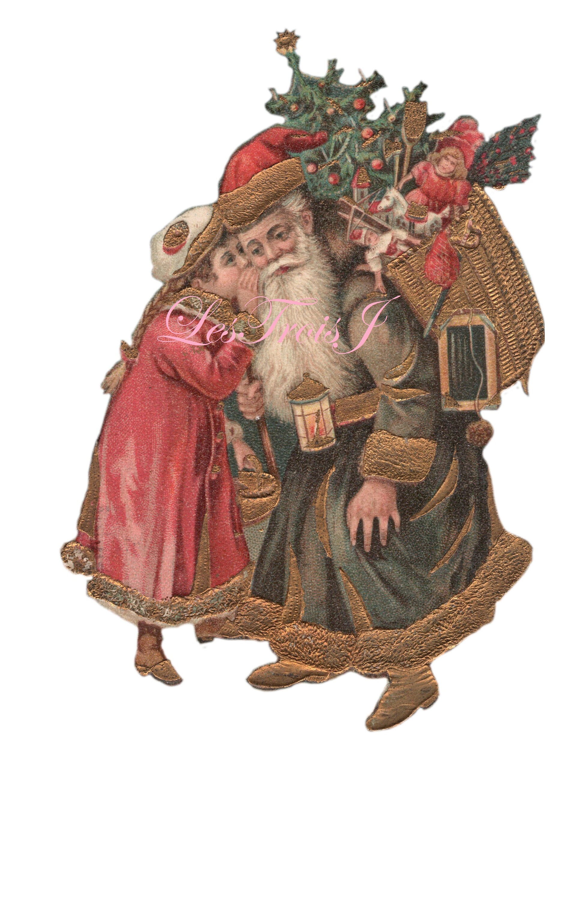 Victorian Santa With Little Girl Instant Download - Etsy