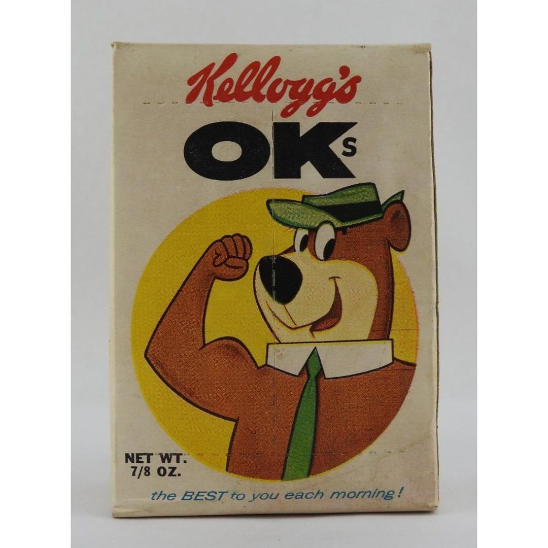 Vintage Kelloggs Oks Cereal Yogi Bear Vintage 1962 Mini Box Advertising ...