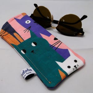 Estuche para gafas de sol con diseño de gatos: Estuche de tela de lino y algodón para gafas imagen 9