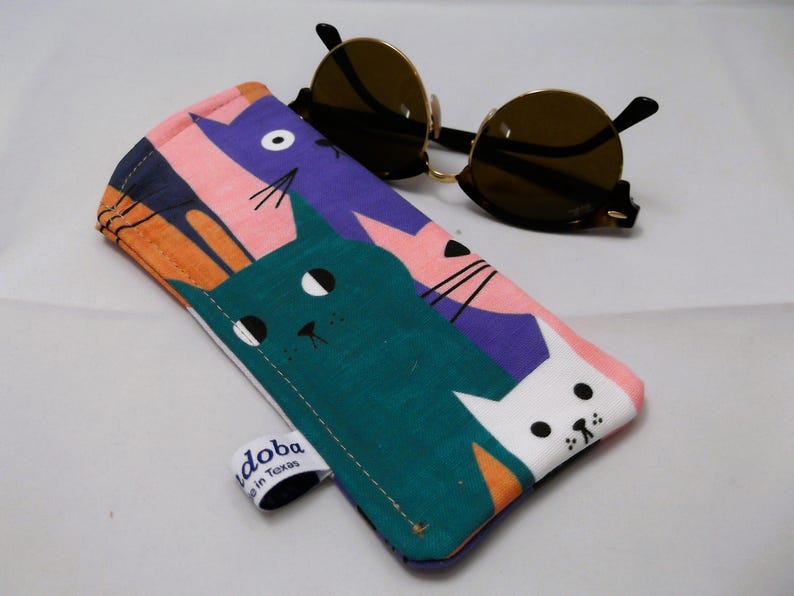 Estuche para gafas de sol con diseño de gatos: Estuche de tela de lino y algodón para gafas imagen 9
