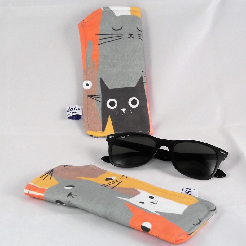 Estuche para gafas de sol con diseño de gatos: Estuche de tela de lino y algodón para gafas imagen 10