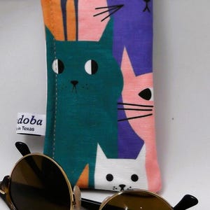 Estuche para gafas de sol con diseño de gatos: Estuche de tela de lino y algodón para gafas Pattern #5