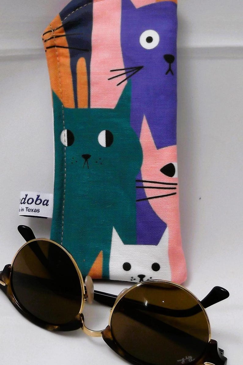 Estuche para gafas de sol con diseño de gatos: Estuche de tela de lino y algodón para gafas Pattern #5