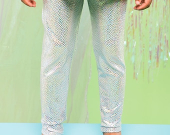 BOYS HOLOGRAPHIC LEGGINGS (Silver Snakeskin)