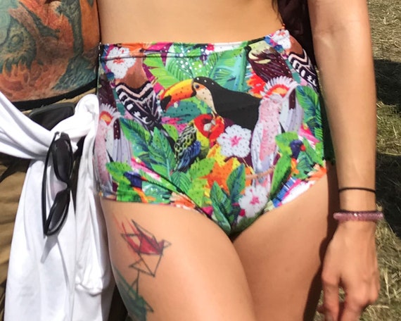 Toucan  Parrot High Waisted Booty Shorts TROPICAL HOT PANTS