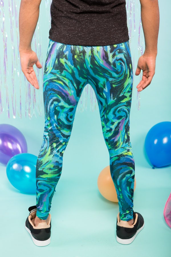 Image of Glittery Merman Meggings | Blue/Green Men's Leggings - Handmade