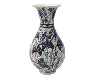 25 cm Turkish ceramic vase blue and white vases 10 inches handmade ceramic vases