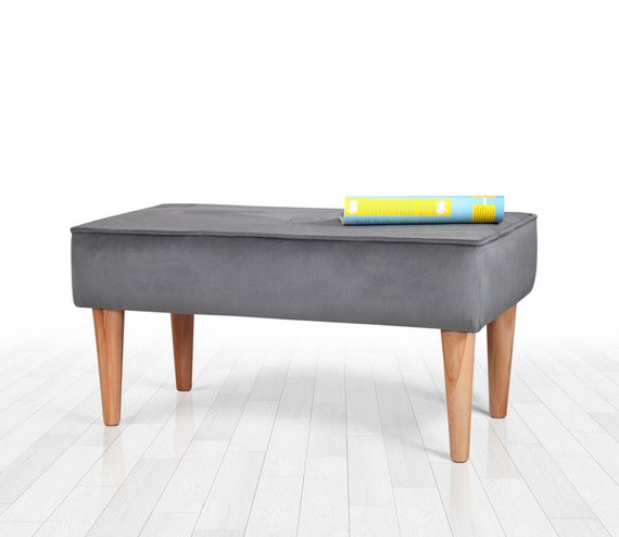 Grey Bench Modern Furniture Bedroom Bench Rectangle Bench Detachable Legs