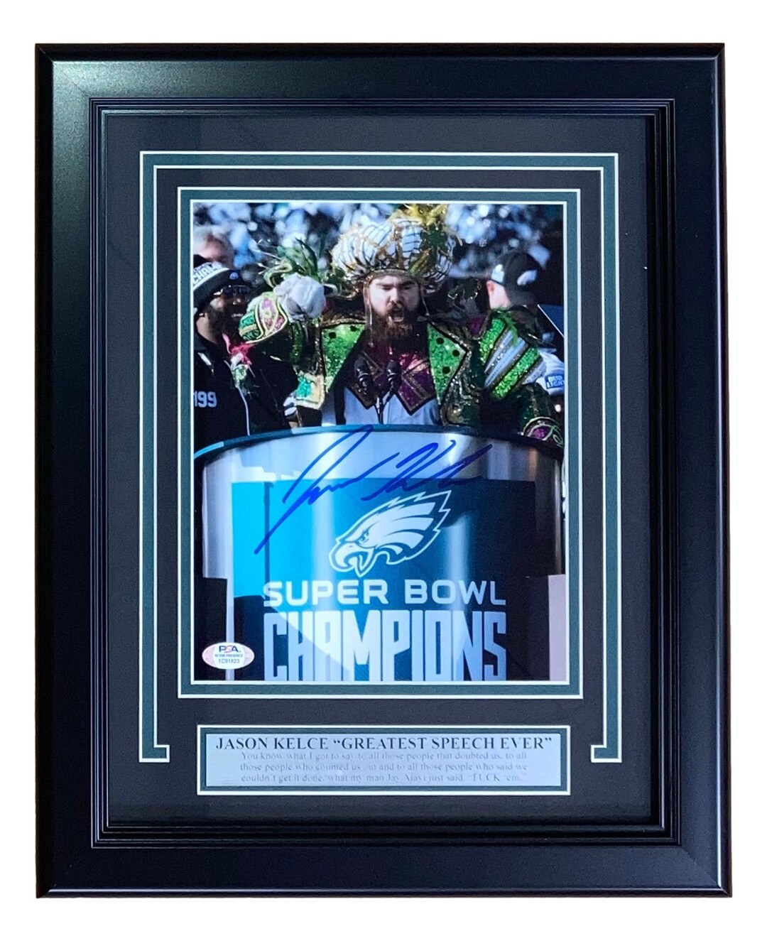 Jason Kelce Signed Framed 8x10 Eagles Super Bowl 52 Parade Speech PSA ...