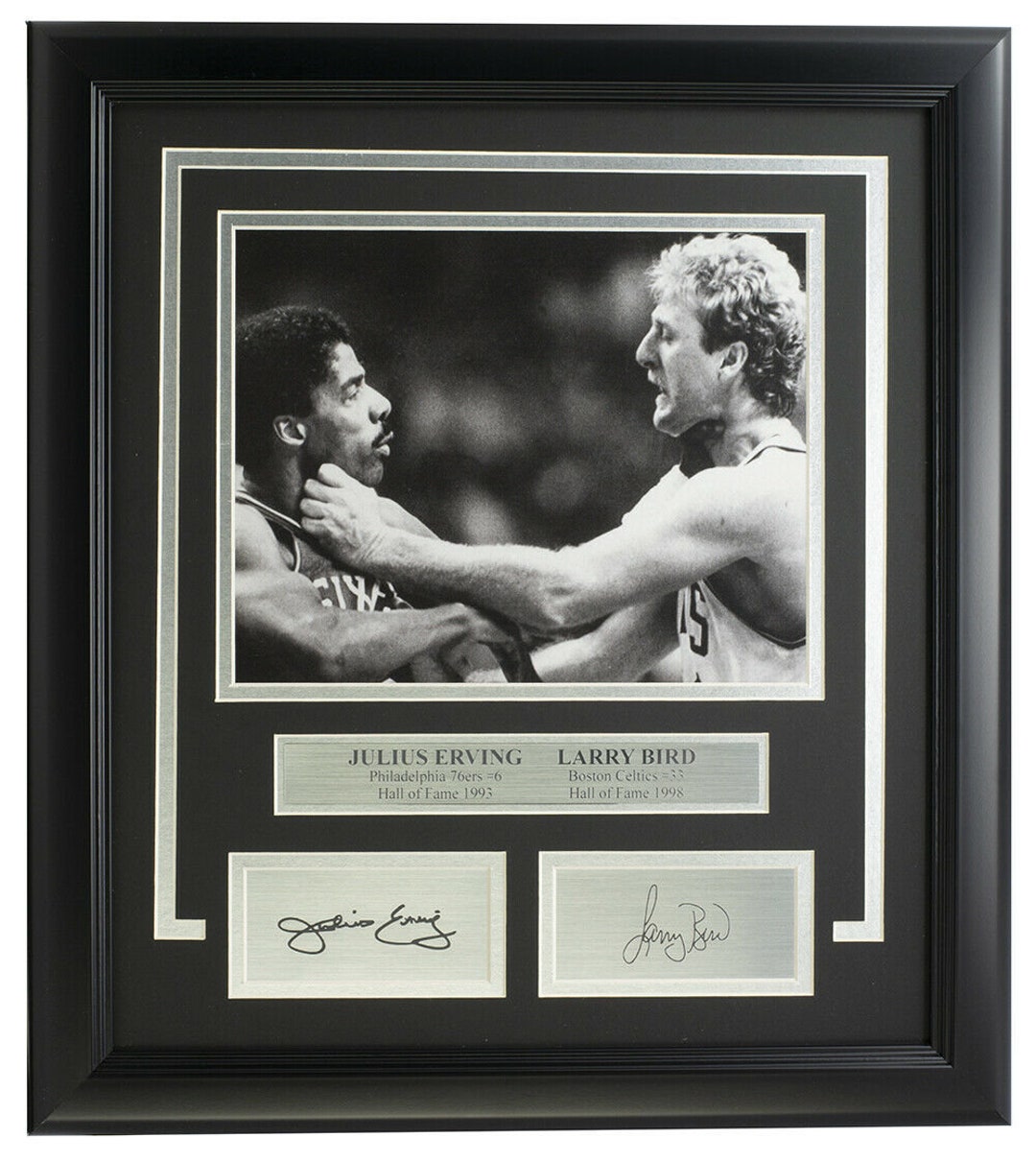 Julius Erving & Larry Bird Framed 8x10 Choke Photo W/laser Engraved