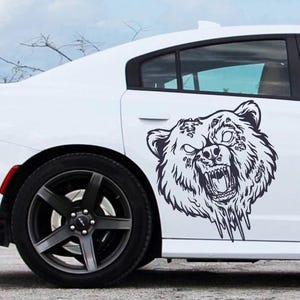 Bear Zombie Hood Decal Vinyl Removable Angry Bear Truck Car Truck Decal