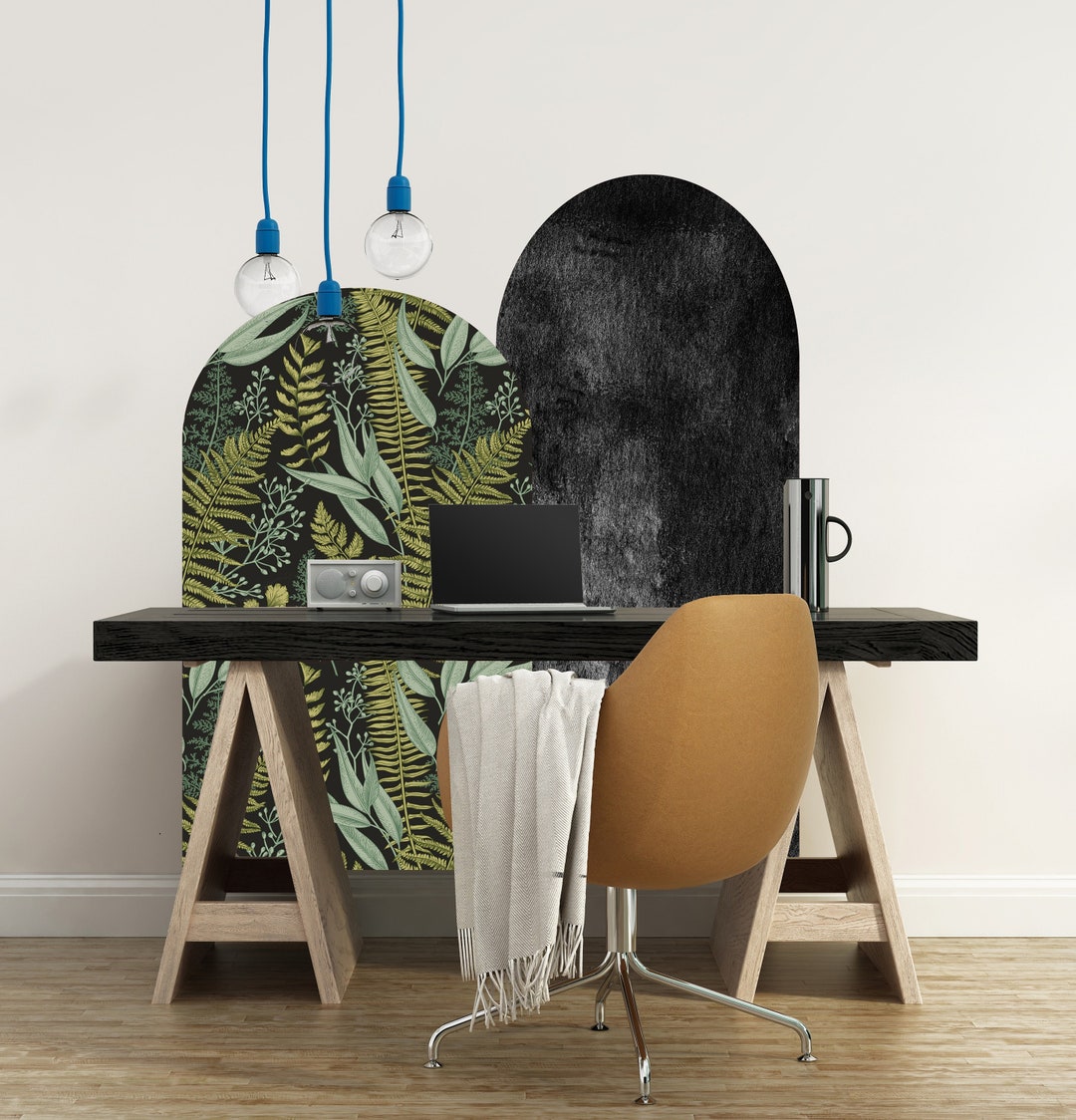 Greenery Dark Fabric Arch Wall Decal Texture Effect Set Leaves Etsy