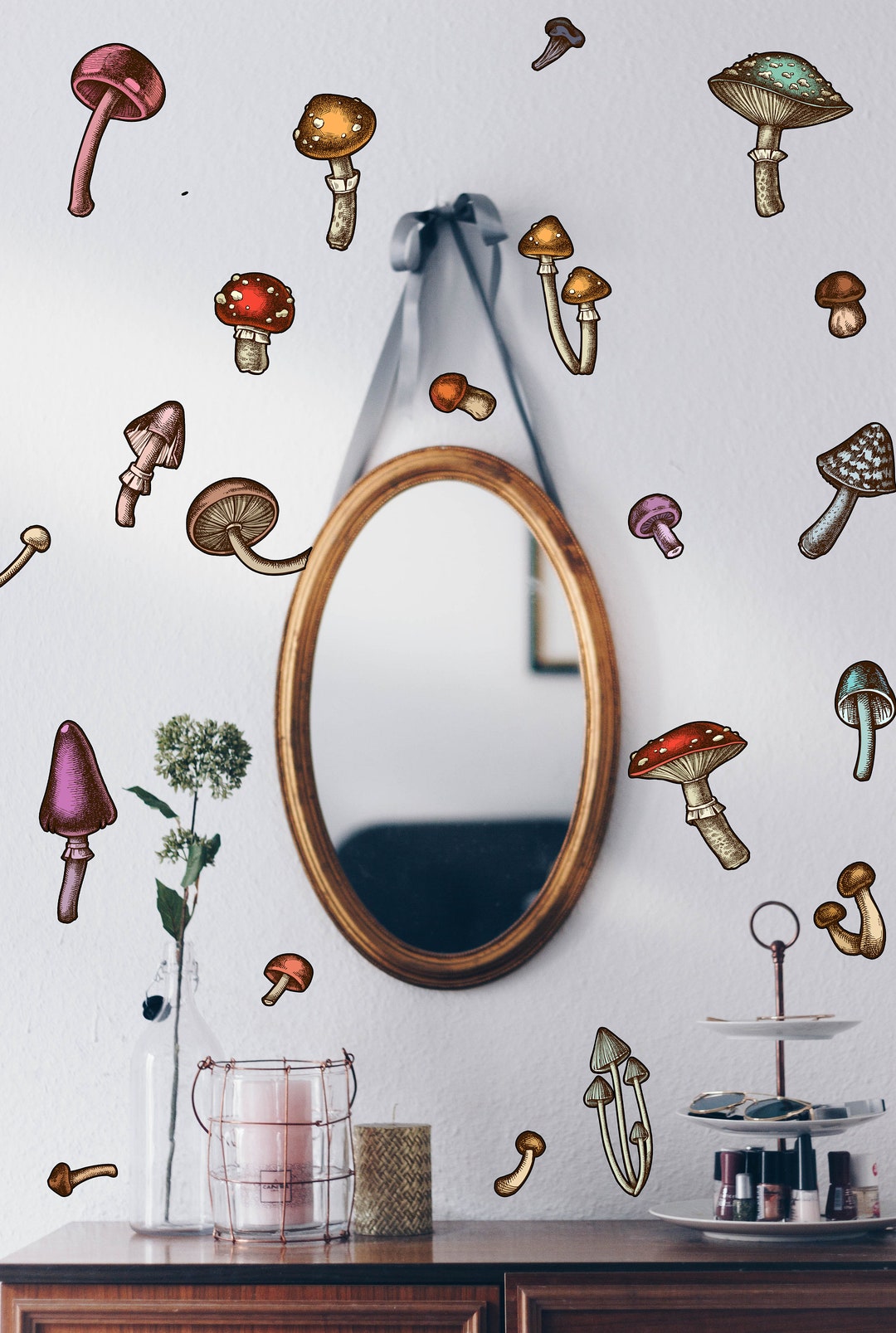 Mushroom Wall Decal Set Vinyl Décor Removable Décor Sticker Etsy