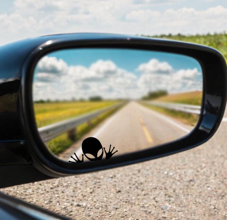 Alien Peaker Decal, Rear View Mirror Sticker, Funny Car Decal, Car ...