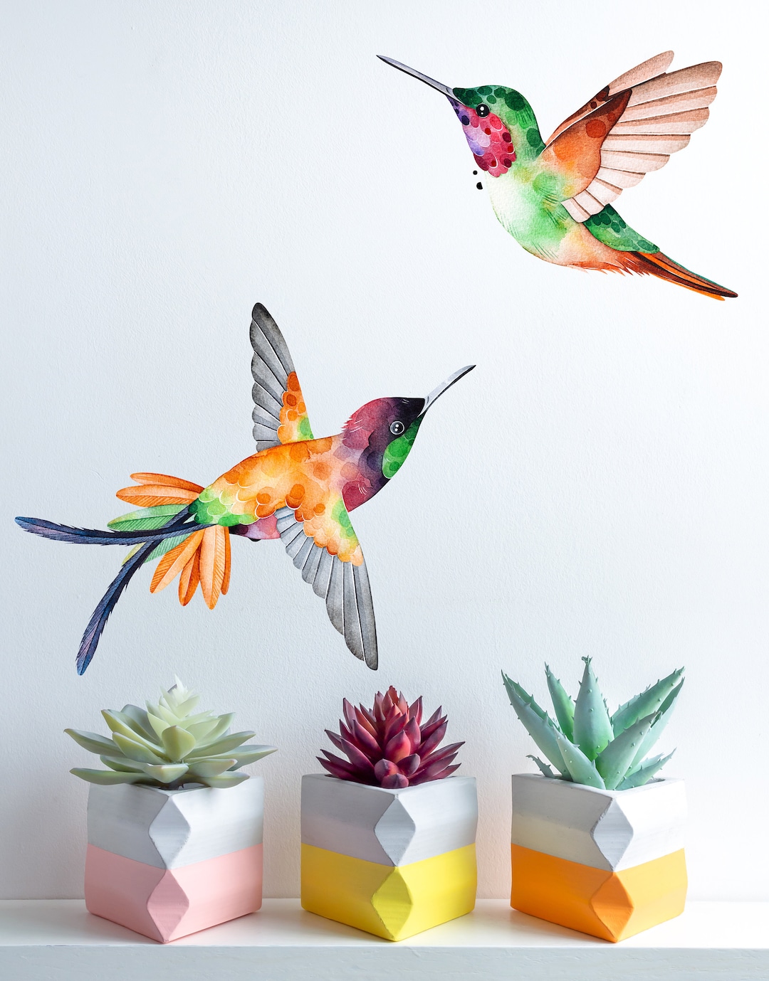 Hummingbirds Wall Decals , Birds Wall Decal, Watercolor Sticker