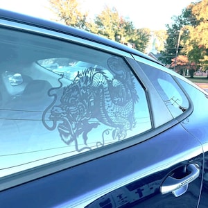 Chinese Dragon Car Window Decal Removable Self-Adhesive Décor Matte Black Invisible