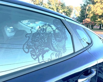 Chinese Dragon Car Window Decal Removable Self-Adhesive Décor Matte Black Invisible