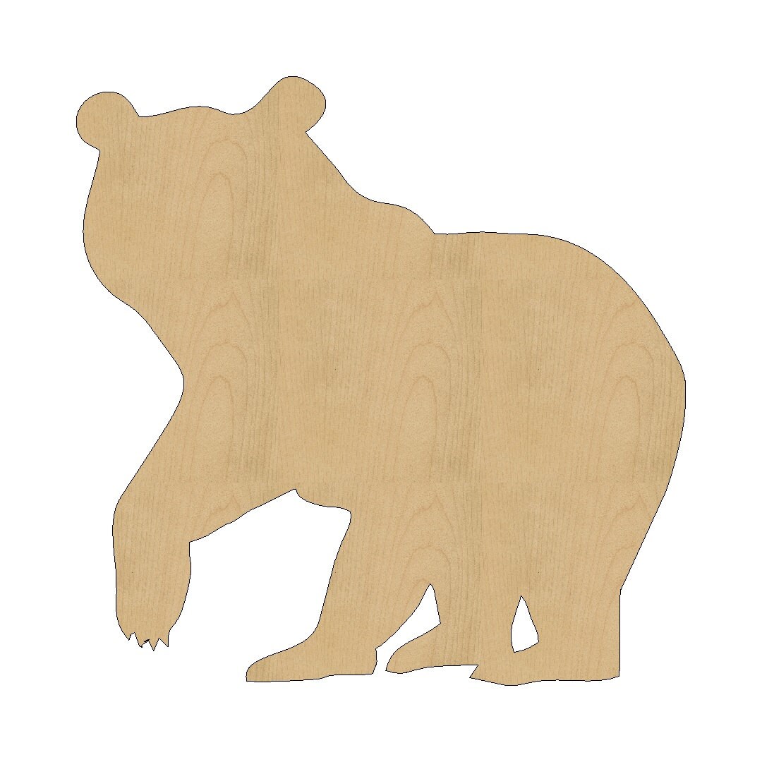 Bear Style 1 Cutout Shape Laser Cut Unfinished Wood Shapes Etsy