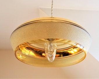 Lampshade 1930 in gilded and frosted glass-Art Deco luminaire